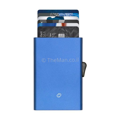 CARDHOLDER-BLUE1 ארנק לכרטיסי אשראי עם פטנט ייחודי