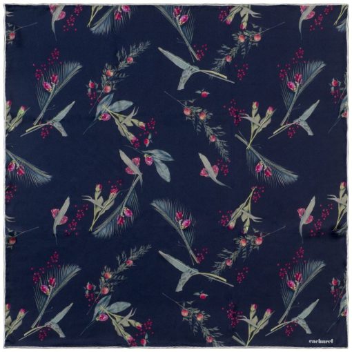 Silk scarf Iris Navy