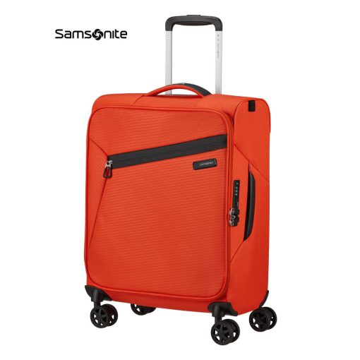 מזוודת בד 20 אינץ' – SAMSONITE LITEBEAM REGULAR בצבע כתום, מזוודת טרולי למטוס, מתנה לעובדים, מתנה לחגים לעובדים