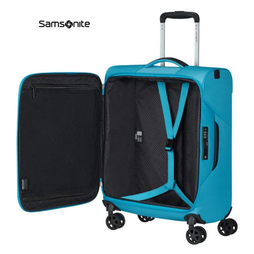 מזוודת בד 20 אינץ' – SAMSONITE LITEBEAM REGULAR בצבע טורקיז, מזוודת עליה למטוס, מתנה לעובדים לחגים, מתנה לעובדים, מתנה לטיסות ונסיעות לעובדים, מתנות לטיסות, מזוודה קטנה בצבע טורקיז, מזוודה מעוצבת