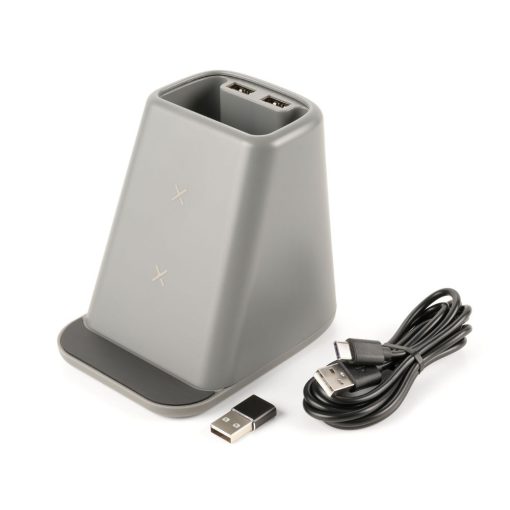 מטען אלחוטי עם מחזיק עט ויציאות USB